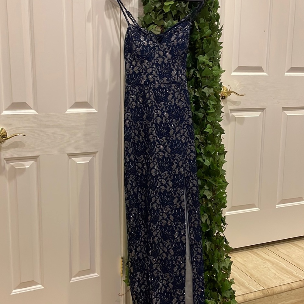 Glittery Spaghetti Strap Gown